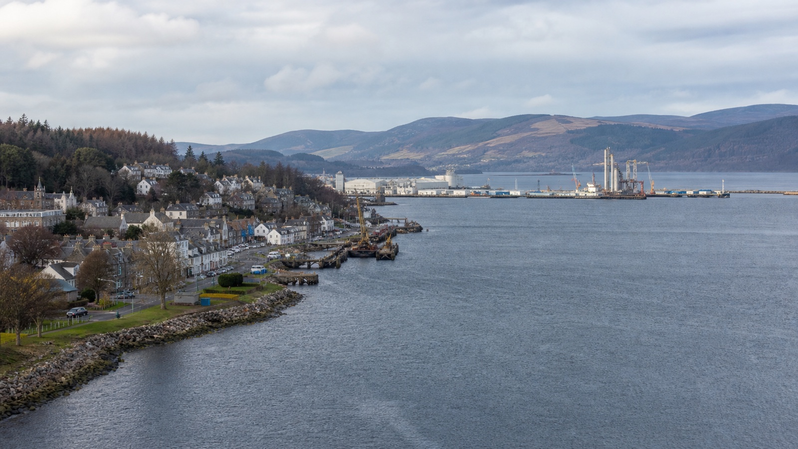 Invergordon cruise harbor beside the Scottish Highlands